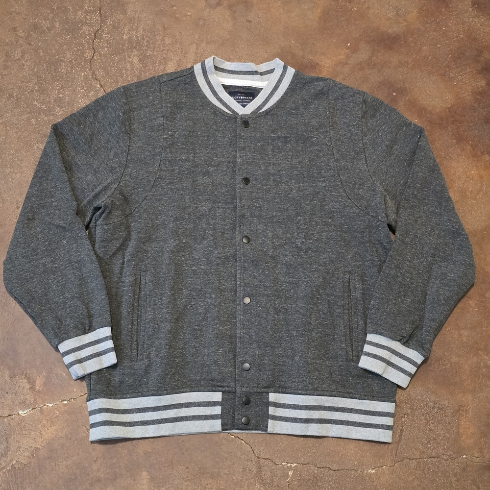 Lucky Brand Saturday Stretch Snap Front Jacket Dark Heather Gray Size XL